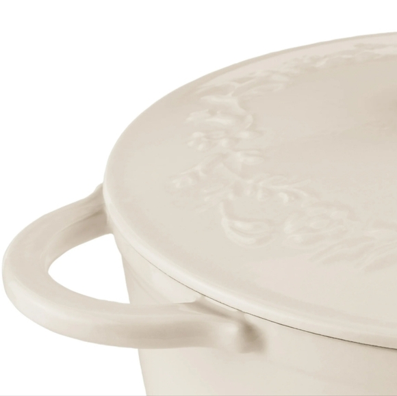 ❤️ New Pioneer Woman Linen 5 Quart Enamel on Cast Iron Dutch Oven with Lid - Picture 4 of 8